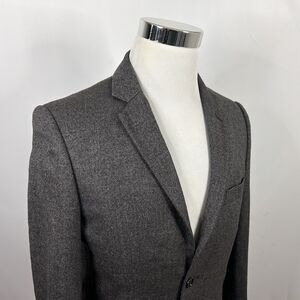 Indochino 36R Bespoke Sport Coat 100% Wool Gray Knit Two Button Double Vented